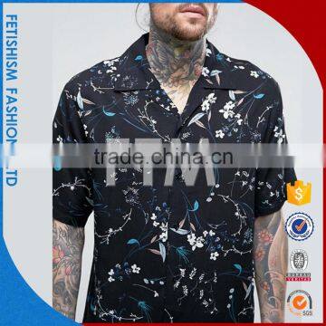 Printed Short Sleeve Men's Shirt Black Summer Style Fashion Casual Shirt photo-3