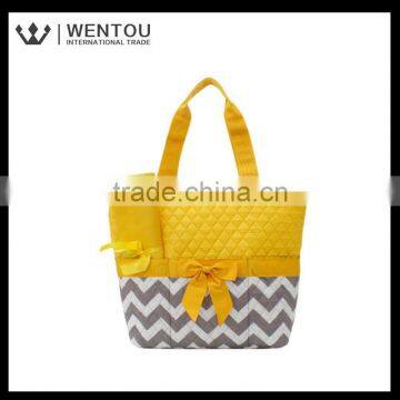 Cute Zig Zag Stripe Quilted Baby Diaper Bag photo-3