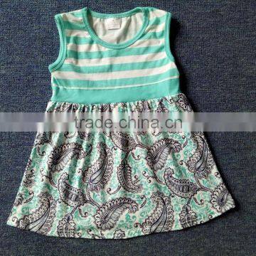 toddler wholesale dress girl blue and white stripe printing clothes floral skirt for infant