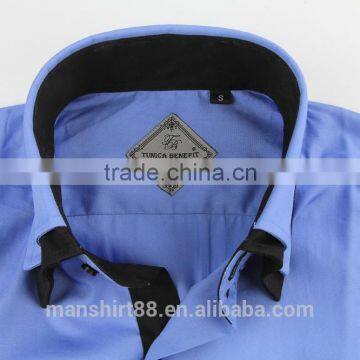 Customed Double Collar Contrast Color Men Dress Shirt photo-2