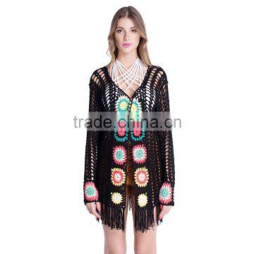 Wholesale Poncho Patterns Knitting Color Combination Womens Cardigan Sweater From Shantou photo-2