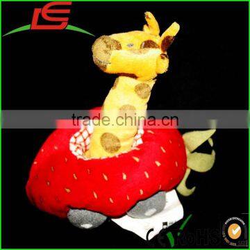 Giraffe Strawberry Race Car Rattle Plush Stuffed Animal Toy