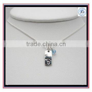 Fashion Wholesale Silver Baby Footprint Mothers Necklace Jewelry Mothers Day Gift