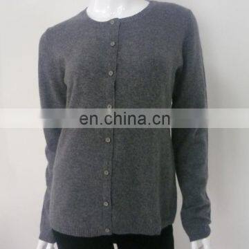 classic basic style women pure crew neck cashmere cardigan