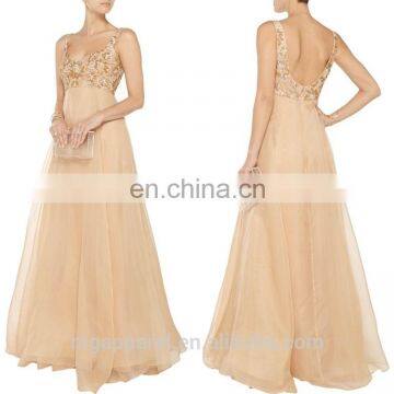 fashion white gold bead and sequin embellished dresses for women, silk gown evening dress