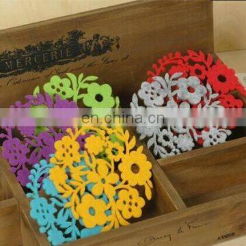 2016 Brilliant felt coaster set laser cutting flower coaster