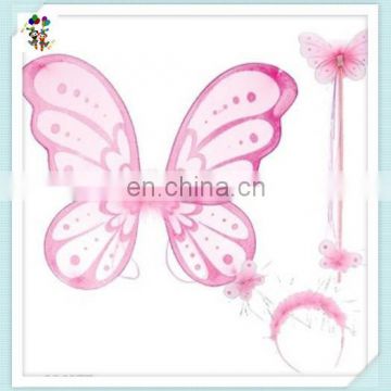 Princess Party Fancy Dress Pink Butterfly Wings with Headband Wand HPC-0851