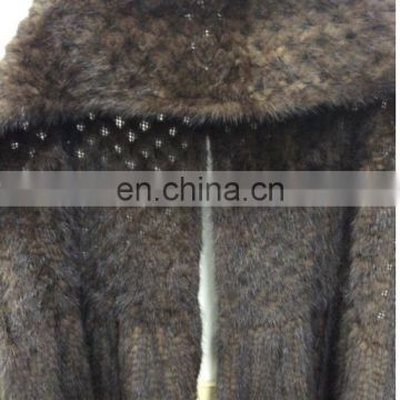 Fashion Knitted real Mink Fur Scarf for women's Clothing