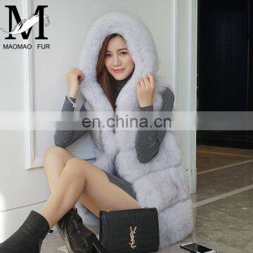 Top Quality Comfortable Wholesale Vest Real Fox Fur Hood Vest / Cheap Fur Vest photo-5