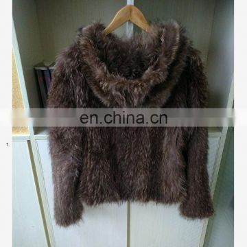 winter warm Knitted Raccoon Fur jackets for Women