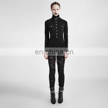 Punk Rave Gothic Military Long Sleeve Standing Collar Body T-434 photo-5