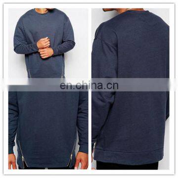 Alibaba Wholesale Custom Men's Plain Crewneck Zipper Oversized Sweatshirts/Sweatclothing