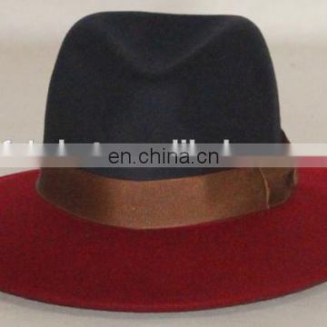 Black and red fedora hat, two tone fedora