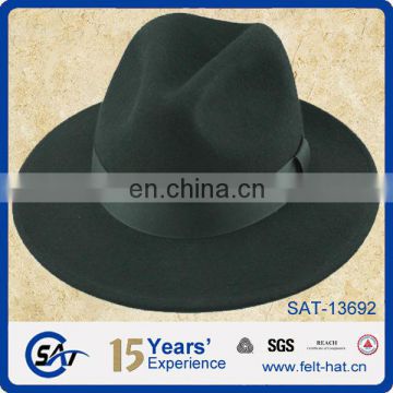 quality black woolen felt trilby hat for gentleman