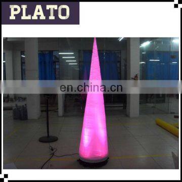 transparent skin layer changing color inflatable light cone for decoration