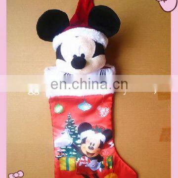 lovely christmas plush sock with animal head toy