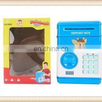 good quality hot sell cartoon shape plastic electric password money bank safe deposit box