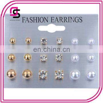 9pcs/set 2017 Amazon Hot Sell Europe and the United States Jewelry Pearl Stack Earrings photo-2
