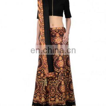 Black lengha Set with Persian Prints