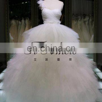 1A873 One Shoulder Ruche Sleeveless Ball Gown Evening Dress New Design 2016