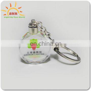 Crystal led multicolor keychains with 3d model miniature keyring
