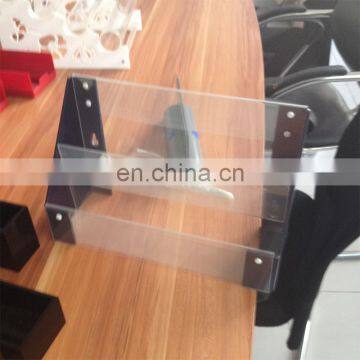 Table top clear acrylic brochure display with 2 compartments
