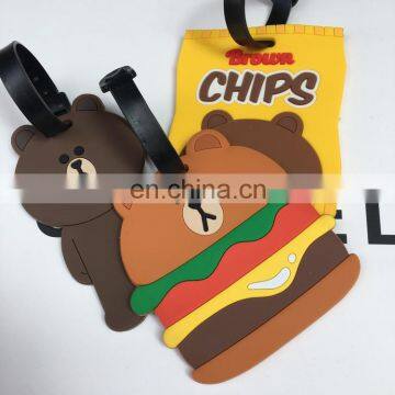 Pvc Travel Luggage Tag Cartoon Custom Silicone Luggage Tag with strap