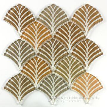 Crystal Mosaic Glass Inkjet Tile China Manufacturer Sector Shape photo-3