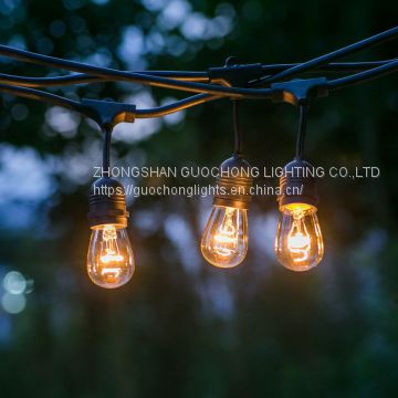 CE LISTED, E27, 10 SUSPENDED SOCKET, OUTDOOR COMMERCIAL WEATHERPROOF STRING LIGHT, S14 BULBS, 10M CORD