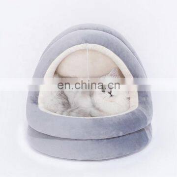 I@home Warm Washable Luxurious Villa Plush Felt Pet Bed Cat House Bed Cave photo-4