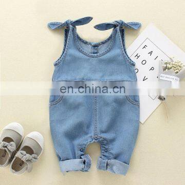 2020 New arrival Denim style gallus romper Soft Baby Girls Romper