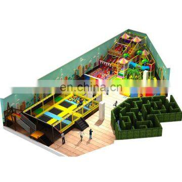 Soft play indoor playground equipment with Maze and Trampoline for kids