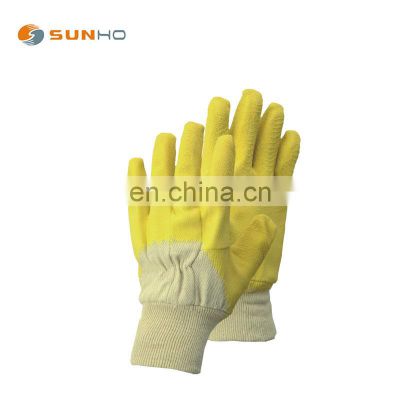 Sunnyhope fishing gloves rubber hand gloves Rubber Yellow Wave Crinkle latex glove