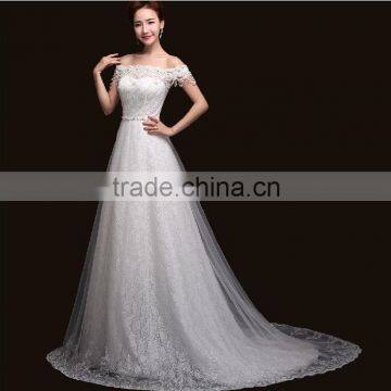 C23352B new fashion women bridal dress boat neck wedding dress