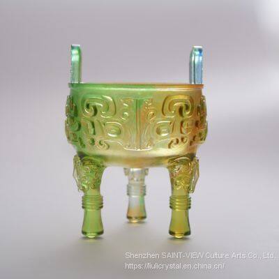 Chinese Traditional Culture Liuli Tripod Cup Craft Trophy Home Office Decoration photo-3