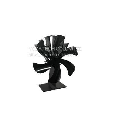 Eco Friendly Black 5 Blades Flame Charcoal Heat Powered Stove Fan Wood Fireplace Fan