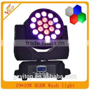 Wash amazing effects stage moving head light 19pcs 10watt rgbw led stage light