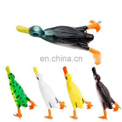 JOHNCOO 1pc Rotating Flipper Duck Fishing Lure Frog Soft Fishing Lures 120mm 23g Top Water Bait Bass Pike Floating Baits