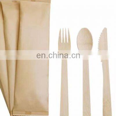 Disposable Cutlery Bamboo Dinnerware Set Bamboo Knife and Eco Friendly 170 MM Spoon Flatware Sets Biodegradable