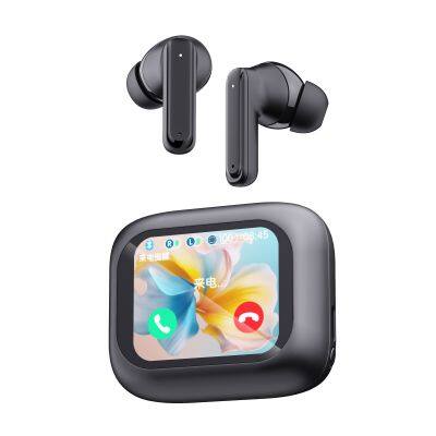 Headset Wireless Earbuds Pure Bass Touch Control Screen LCD digital display tws earbuds OEM  Earphones UI Display Tws Earbud