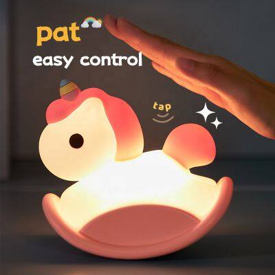 New Creative Unicorn Night Light Nursery Night Light Animal Cartoon Bedroom Rocking Horse Night Light For Kids Children Baby photo-4