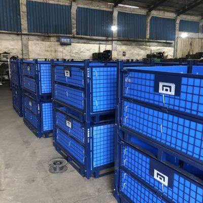 Foldable Metal Wire Mesh Container With Heavy Duty Construction for Warehouse Storage