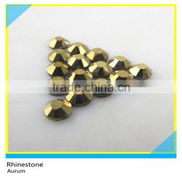 High Quality Dmc Glass Aurum Rhinestone Hot Fix Flatback Round 4mm