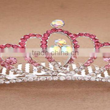 2015 fashion promotional red rhinestone kids crown for weeding