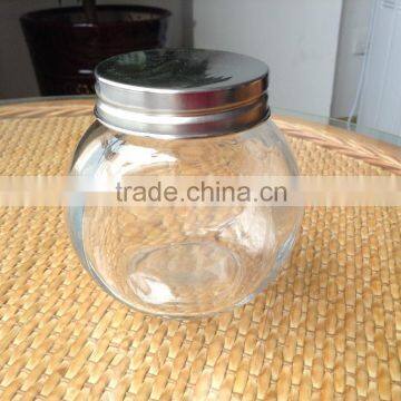 Flint Glass Sugar Jars With Metal Caps