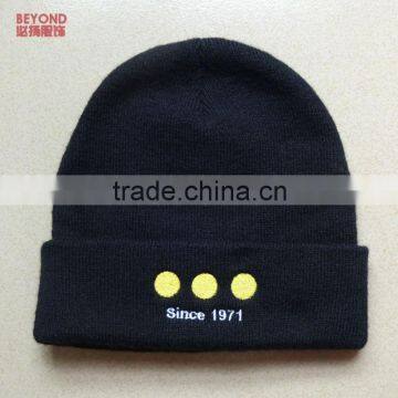 fold embroidery 100% acrylic winter beanie hat