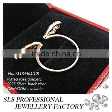 2015 China Jewelry Wholesale Angle Wings 925 Silver Black CZ Finger Ring for Girl photo-4