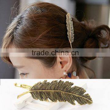 Slender leaf hair clip,Spring Leaf card vintage feather hair clips,Hair Clasp