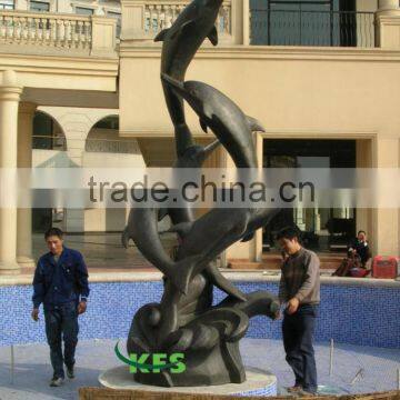 Bronze five dolphin fountain for school decoration