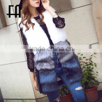 Factory direct fashion lady's fashion colorfull fox fur waistcoat